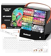 Shuttle Art 89 Colors Alcohol Markers, 88 Colors Dual Tip Art Marker Set Plus 1 Colorless Blender...