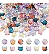 DICOSMETIC 120Pcs 12 Styles Spray Painted Glass Cat Bead Transparent Cat Beads Glass Paw Print Be...