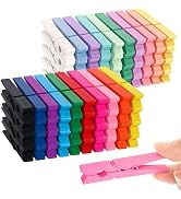 80 Pcs Colored Wooden Clothes Pins 2.9 Inch DIY Crafts Clips for Hanging Decorative Multifunction...