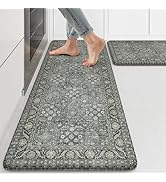 KIMODE Anti Fatigue Kitchen Mat 2PCS,Waterproof Farmhouse Green Kitchen Rugs Non-Slip,Vintage Kit...