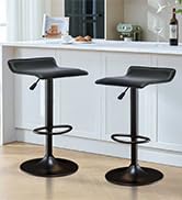 Vogue Furniture Direct Adjustable Bar Stools Set of 2, Modern Swivel PU Leather Airlift Barstools...