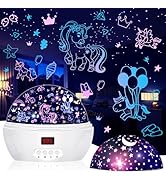 MOKOQI Unicorn Projector Night Light for Girls, Star Lights Projector for Ceiling Kids Bedroom De...