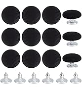 BENECREAT 12 Pcs Baseball Cap Button, 0.55 Inch Top Replacement Hats Button Black Cloth Covered f...