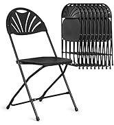 MoNiBloom Plastic Folding Chairs with Fan Back Stackable Lightweight Portable Commercial Outdoor ...