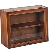 Wood Cabinet Mug Display Box, Wood Shadow Box Shot Glasses Display Case Shelf Action Figurine Dis...