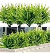Ouddy Decor 12 Bundles Artificial Boston Ferns Artificial Plants Outdoor Greenery Stems Faux Shru...