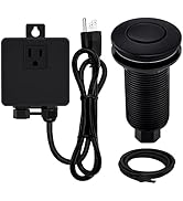 SINKINGDOM Garbage Disposal SinkTop Air Switch Kit with Long Button,Brass Made Cover,UL,Matte Black