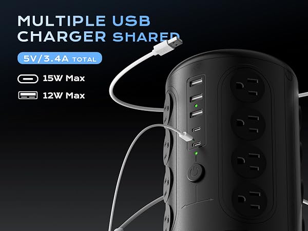 heavy duty power strip tower