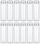 TOBWOLF 12PCS 50ml / 1.7oz Glass Spice Jars, Transparent Spice Containers with Aluminum Lids, Sea...