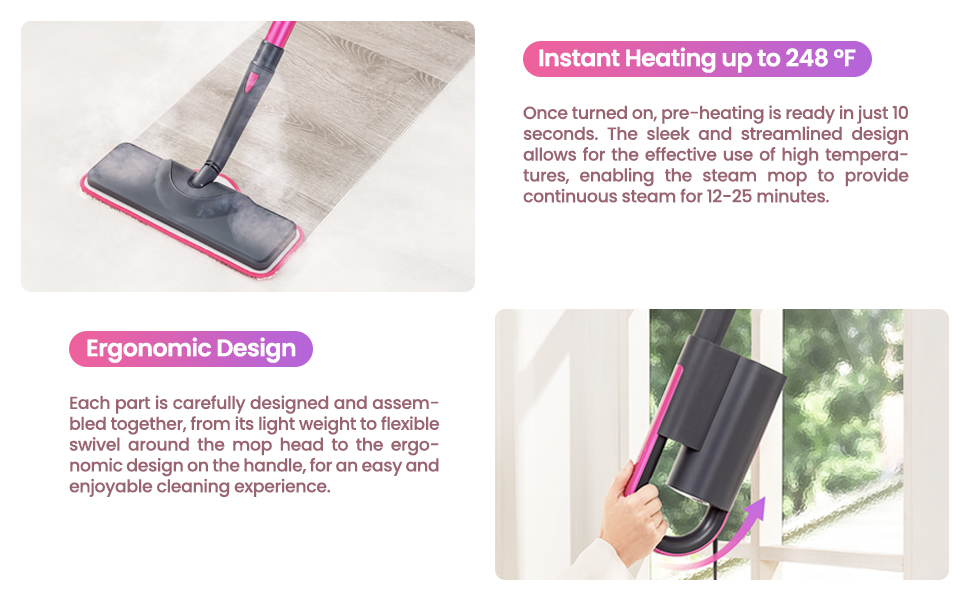 Instant heating up to 248 F and ergonomic design