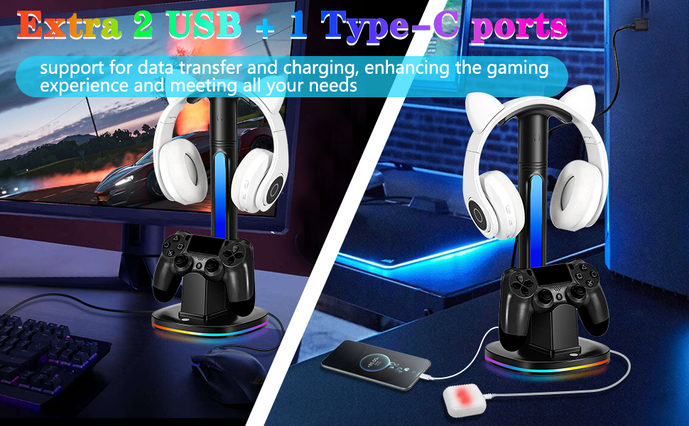 ps4 controller charger with headphone stand