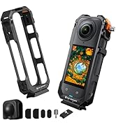 K&F Concept Camera Cage for Insta360 X5, Aluminum Alloy Protective Case with Silicone Lens Cover,...