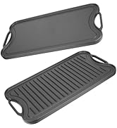 PETKAO Reversible Cast Iron Griddle Plate for Gas Grill, Stovetop Grill Pan for Electric Stove, P...