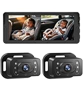 Dual Baby Car Camera for 2 Kids - 6.86 Inch IPS AHD 1080P Split Screen Monitor with 2 Backseat Ca...