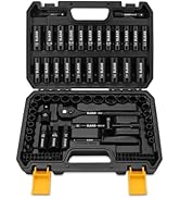 ELEAD 3/8" Drive Impact Socket Set, 96-Piece Deep &amp; Shallow Socket Set Metric and Standard Full w...