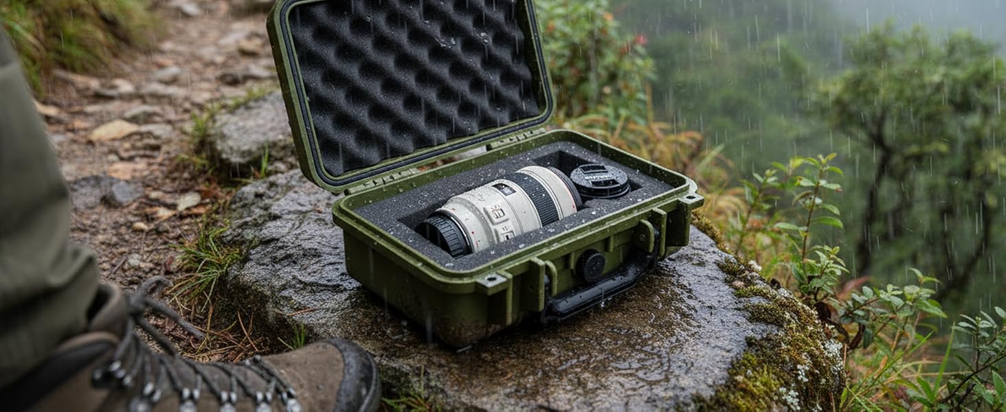 Green small hard case with foam