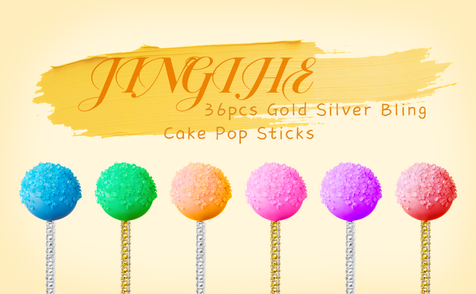 Bling Cake Pop Sticks, Glitter Gold Silver Lollipop Candy Apple Paper Skewers