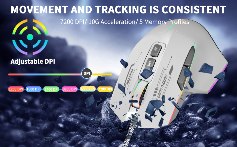 Adjustable DPI wired gaming mouse