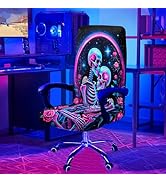Simpkeely Blacklight Stretch Printed Computer Office Chair Covers, UV Reactive Skull Lovers Unive...