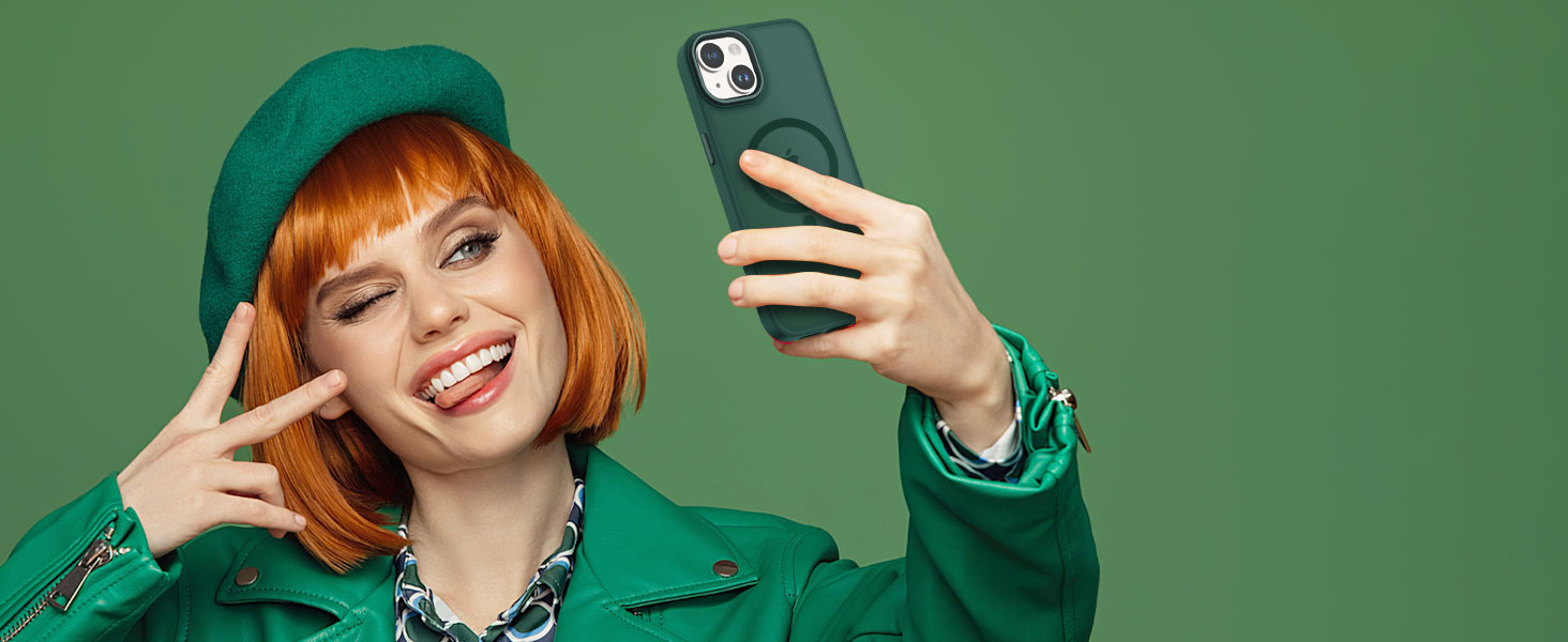 a green matte case, elegant, stylish, attractive