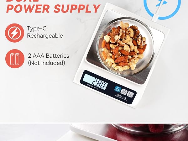 BOMATA 0.1g Food Scale, 13lb Digital Kitchen Scale with Removable Stainless Steel Pan