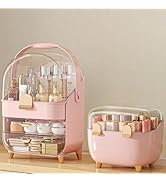 Makeup Organizer with Lipstick Holder, Skincare Organizers Storage Box Cosmetic Display Cases, Te...
