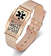 Theluckytag Upgraded Medical Bracelets Men Women with QR Code Medical Alert ID Bracelets - Titani...