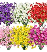Ouddy Decor 24 Bundles Artificial Flowers for Outdoors, Fake Petunias Flowers Silk Morning Glory ...