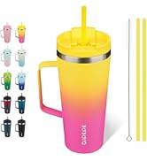 BJPKPK Insulated Tumbler with Handle, 22oz Insulated Tumblers with Lid and Straw, Stainless Steel...