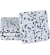 Thirstystone White Natural Terrazzo Coasters with Large Marble Flecks and Protective Cork Backing...