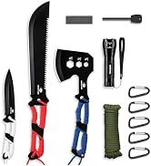 Mossy Oak Hatchet and Machete Knife Set with Sheath, One-Piece Axe &amp; Hunting Knives with Paracord...