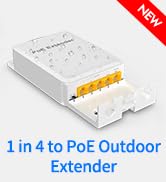 NICGIGA Outdoor Gigabit PoE Extender 1 in 4 Out, 5 Port 802.3af/at/bt PoE Waterproof Repeater, Vl...