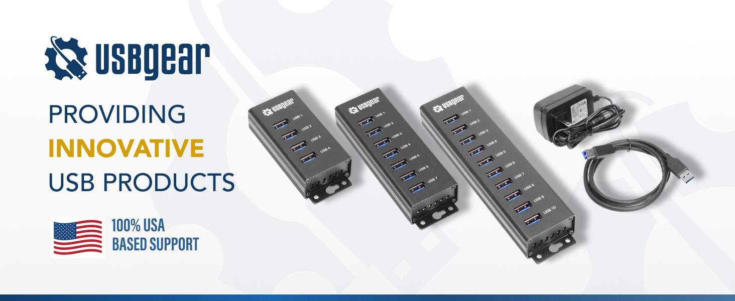 innovative USB products lineup with multi port hubs, USB accessories, and USA based support