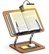 Book Stand for Reading with Light, Book Holders for Reading Hands Free, Adjustable Height &amp; Angle...