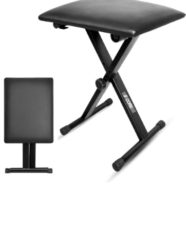 5 CORE Keyboard Bench X Style Padded Cushion Height Adjustable Piano Stool Seat Portable Keyboard Ch...