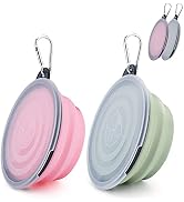SLSON Collapsible Pet Feeder, 2 Pack Dog Bowls with Cover Lids, Portable Foldable Cat Water Dish ...