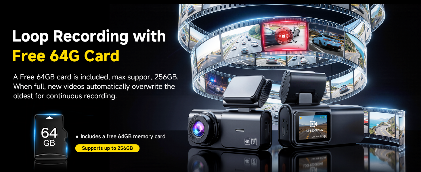 AXB Dash Cam Front and Rear: 4K+2.5K Dashcam with 5G WiFi APP Dual Dash Camera for Cars