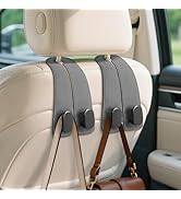 Fitnice Car Seat Headrest Hooks - 2 Pack Universal Car Purse Hook, Leather Car Bag Purse Holder w...