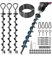 hannger Ground Anchors Screw in 4 Pack 15", Trampoline Stakes Heavy Duty High Wind with 3/16" PVC...