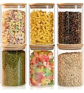 Liuruiyu 50oz Glass Food Storage Jars Set of 6,Glass Storage Containers Clear Glass Food Canister...