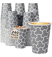 Huifany Coffee Cups 12 oz Paper Cups 240 Pack, Disposable Coffee Cups 12 oz Hot Cup, Disposable C...