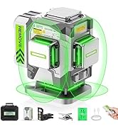 Huepar Pro ZK03DG-SP 3D Cross Line Laser Level, Green Beam, Self-Leveling, 33ft Accuracy, 10hr Ba...