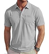 MAGCOMSEN Polo Shirts for Men Short Sleeve Collared Golf Shirt with Pocket Moisture Wicking Quick...
