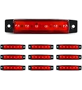 Nilight 10PCS 3.8 Inch 6 LED Red Side Marker Light Indicator Light Rear side Marker Light for Tru...