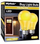 Wiyifada LED Bug Light Bulbs Outdoor 2 Pack, 9W Amber Light Bulbs, 100W Equivalent, A19 Amber Bug...