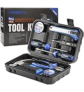 URASISTO 9-Piece Pro Household Tool Set Small Basic Hand Tool Kit with Claw Hammer,Lineman's Plie...