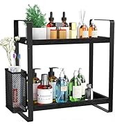 LEMIKKLE Bathroom Organizer Countertop, Counter Organizer for Bathroom Decor, Wooden Sink Shelf f...
