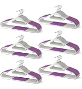 MLKJHHI 60 Pack Heavy Duty Plastic Hangers, Non Slip Clothes Hangers with Rubber Pads and 360° Ho...