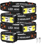 MIOISY Headlamp Rechargeable, Ultra Bright LED Head Lamp Flashlight with White Red Light, Motion ...