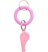 Kryoflare Sports Whistle with Coil Bracelet, Pink Plastic Keychain for Coaches, Referees, Soccer,...